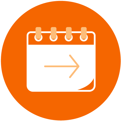 A calendar with an arrow